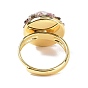 Плоское круглое регулируемое кольцо с натуральным турмалином и прозрачным стеклом, стеллаж для латунных украшений для женщин, без кадмия и без свинца