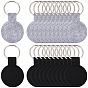 30Pcs 2 Colors Polyester Keychains, with Alloy Rings, Flat Round, Platinum