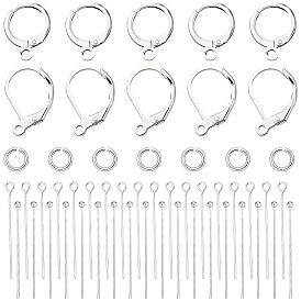 40 шт 2 стили латунные серьги с рычагом назад, с горизонтальной петлей, с 100шт. соединительных колец и 40шт. штифтов с ушками разных стилей