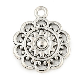 Flower Tibetan Style Alloy Pendants, Cadmium Free & Lead Free, 20x2mm, Hole: 2mm