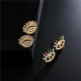 Charming Gold Eye Earrings with Micro Inlaid Zircon for Women
