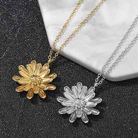 304 ожерелья из нержавеющей стали с подвеской в виде подсолнуха и цепочкой для женщин