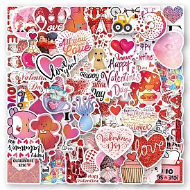 50Pcs Valentine's Day Theme PVC Cartoon Stickers, Self-adhesive Waterproof Decals, for Suitcase, Skateboard, Refrigerator, Helmet, Mobile Phone Shell