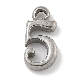 304 Stainless Steel Charms, Number 5 Charm