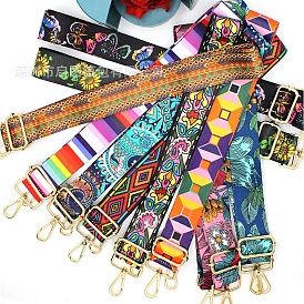 Ethnic Style Printing Cotton Adjustable Wide Shoulder Strap, with Swivel Clasps, for Bag Replacement Accessories