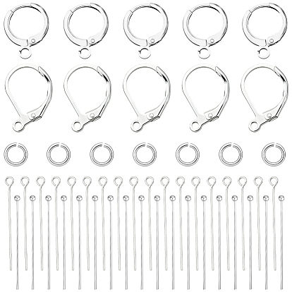 40 шт 2 стили латунные серьги с рычагом назад, с горизонтальной петлей, с 100шт. соединительных колец и 40шт. штифтов с ушками разных стилей