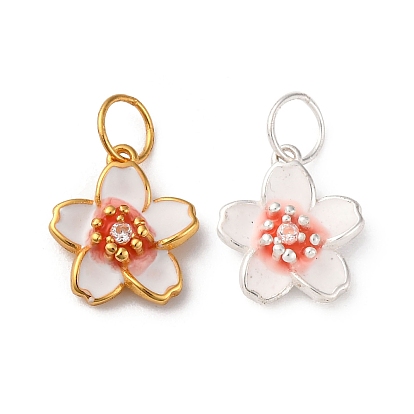 925 подвески-цветы из стерлингового серебра с белой эмалью, с перемычками и 925 штампом