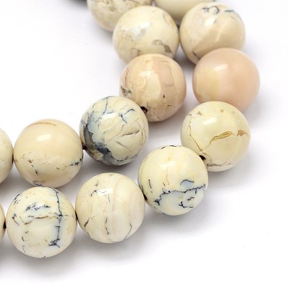 Круглый натуральный белый опал африканские бусы пряди