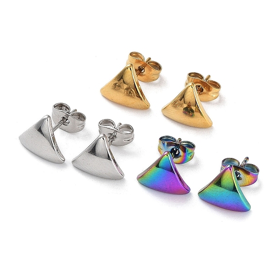 Ионное покрытие (IP) 304 треугольные серьги-гвоздики из нержавеющей стали для женщин