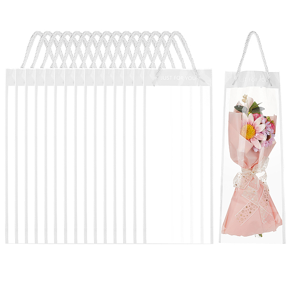 Прозрачные пластиковые упаковочные пакеты, с ручками из полиэстерового шнура, прямоугольные