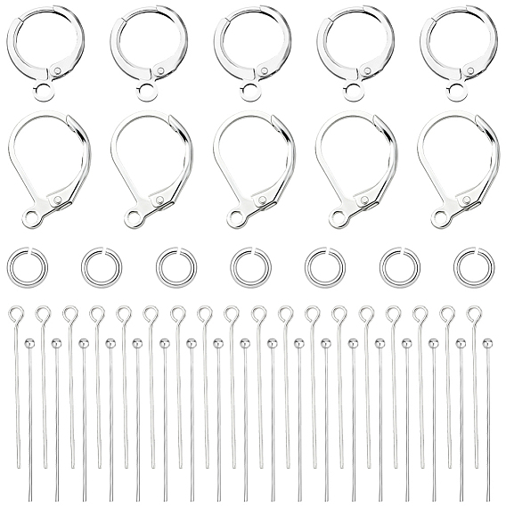 40 шт 2 стили латунные серьги с рычагом назад, с горизонтальной петлей, с 100шт. соединительных колец и 40шт. штифтов с ушками разных стилей