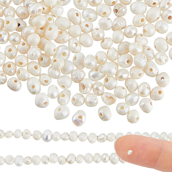 2 Strands Natural Cultured Freshwater Pearl Beads Strands, Potato