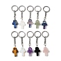 Смешанные натуральные и синтетические драгоценные камни с железными брелоками, крестик