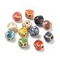 Vintage Handmade Porcelain Beads, Fancy Antique Glazed Porcelain, Rhombus
