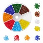 160g 8 Colors Glass Seed Beads, Frosted Colors, Round