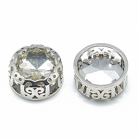 Шить на горный хрусталь, стекло горный хрусталь, с латунной фурнитурой платинового цвета, аксессуары для одежды, плоско-круглые