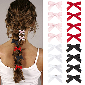 Bowknot-Haarspangen aus Polyester-Alligator, mit platiniertem Legierungsclip, für weibliche Mädchen