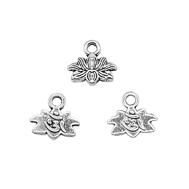 Chakra Theme Tibetan Style Alloy Charms, Lotus with Ohm/Aum