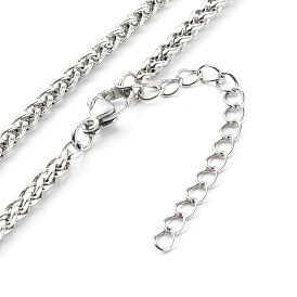 304 Stainless Steel Wheat Chains Necklace, with 304 Stainless Steel Lobster Claw Clasps