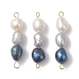 Подвески-коннекторы из натурального культивированного пресноводного жемчуга в форме картофеля, с 304 двойными петлями из нержавеющей стали, красочный, смешанные окрашенные и неокрашенные