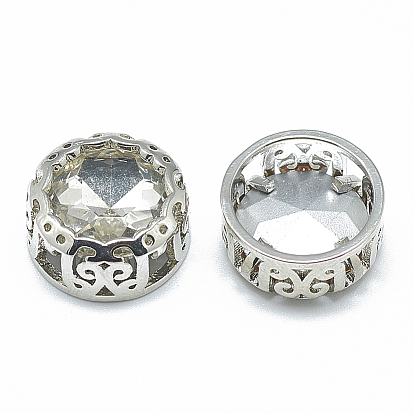 Шить на горный хрусталь, стекло горный хрусталь, с латунной фурнитурой платинового цвета, аксессуары для одежды, плоско-круглые