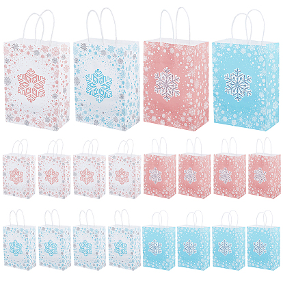 32 шт. 4 цветные бумажные сумки-тоут с рисунком рождественских снежинок, сумки для покупок, прямоугольные