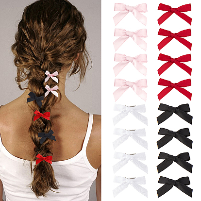 Bowknot-Haarspangen aus Polyester-Alligator, mit platiniertem Legierungsclip, für weibliche Mädchen