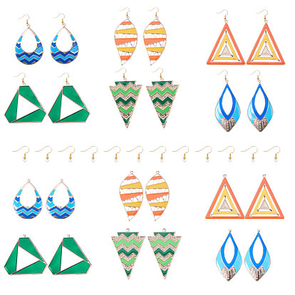 DIY серьги решений, с легкими золотыми железными эмалями большие подвески и латунные крючки для серьги