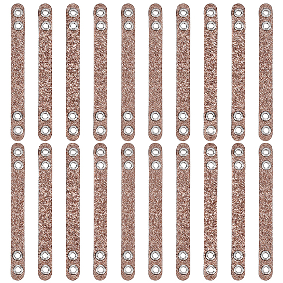 20Pcs Imitation Leather Bag Webbing Straps with Silver Color Plated Metal Eyelets for Bag Accessories