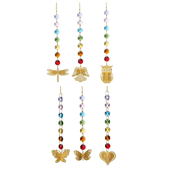 Железные висячие украшения, стеклянные бусины цвета ab восьмиугольные ловцы солнца с кисточками для украшения сада на открытом воздухе