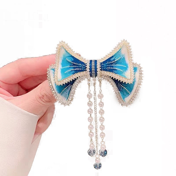 Alloy Enamel Hair Barrettes, Bowknot