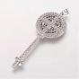 Brass Micro Pave Cubic Zirconia Big Pendants, Key