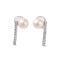 925 Sterling Silver Studs Earring, with Cubic Zirconia and Natural Pearl