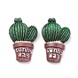 Opaque Resin Cabochons,  Cactus with Word Sunny Day