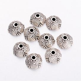 Alloy Bead Caps, Lead Free and Cadmium Free, Antique Silver Color, about 8mm long, 8mm wide, 4.5mm thick, hole: 2mm