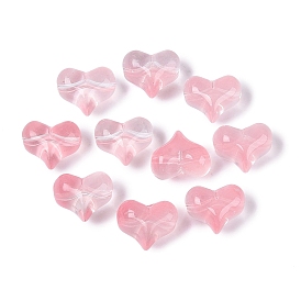Perlas de vidrio transparentes, corazón