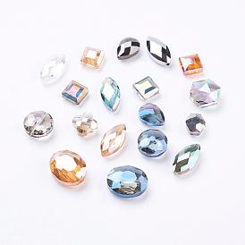 Glass Beads, Faceted, Mixed Style, 16~30x13~30x8.5~11mm, hole: 1mm