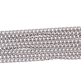 PandaHall Elite 304 Stainless Steel Curb Chains, Soldered, 1x0.8x0.3mm