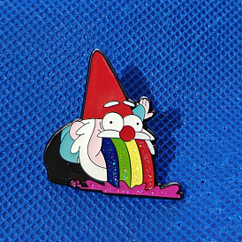 Weird Town Spit Rainbow Brooch Gnome Santa Claus Metal Badge Fashion Pin Jewelry Accessories Clothing