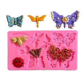 DIY Butterfly/Dragonfly/Bees/Ladybug Food Grade Silicone Molds, Fondant Molds, Resin Casting Molds, for Chocolate, Candy, UV Resin & Epoxy Resin Craft Making