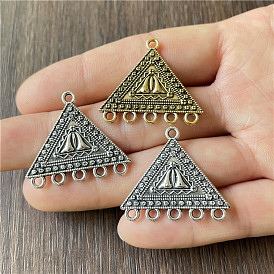 Retro porous six-hole triangle sweater chain tassel connector pendant diy alloy jewelry accessories accessories