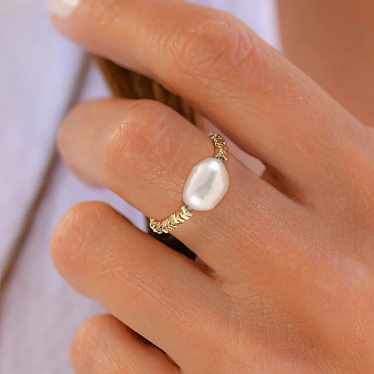 925 anillos de plata de primera ley con perlas barrocas naturales, oval