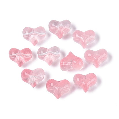 Perlas de vidrio transparentes, corazón