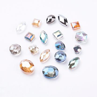 Glass Beads, Faceted, Mixed Style, 16~30x13~30x8.5~11mm, hole: 1mm