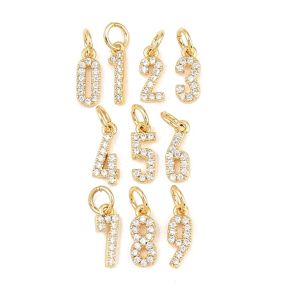 Латунные микропаве прозрачные подвески с фианитом, числовые прелести