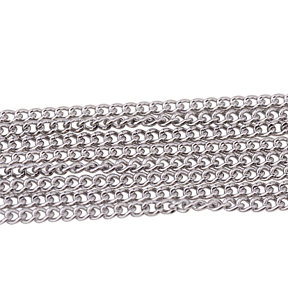 304 Stainless Steel Curb Chains, Soldered, 1x0.8x0.3mm