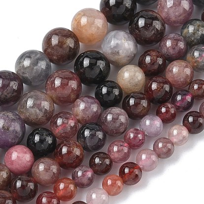 Нити бусин из натуральной цветной шпинели, круглые