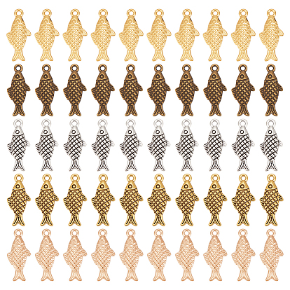 150 шт 5 цвета подвески из цинкового сплава в тибетском стиле, рыба