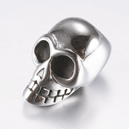 316 Surgical Stainless Steel Cord End Caps, Skull