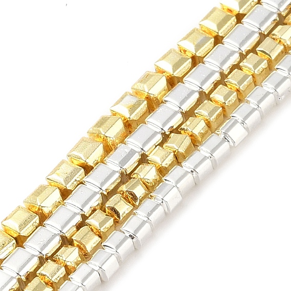 Гальванические нити из синтетических немагнитных гематитовых бусин, граненый куб